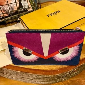 Fendi Blue Monster Pouch With Tags- Never used